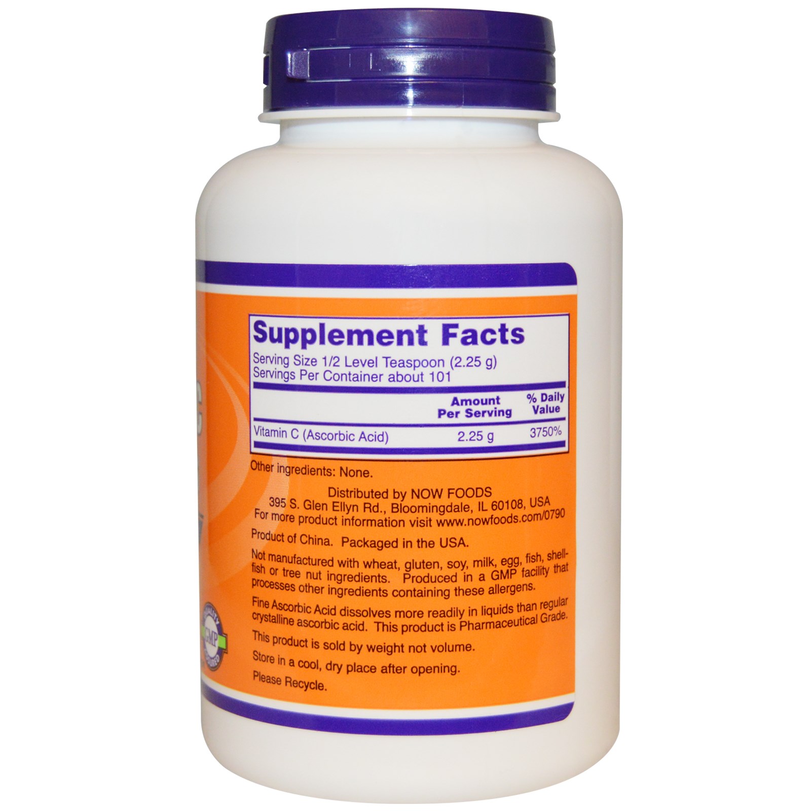 NOW Foods Vitamin C Crystals Ascorbic Acid 100 Pure Powder 8 oz