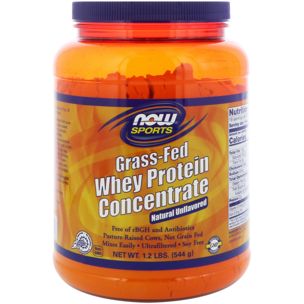 NOW Sports GrassFed Whey Protein Concentrate Powder Natural Unflavored